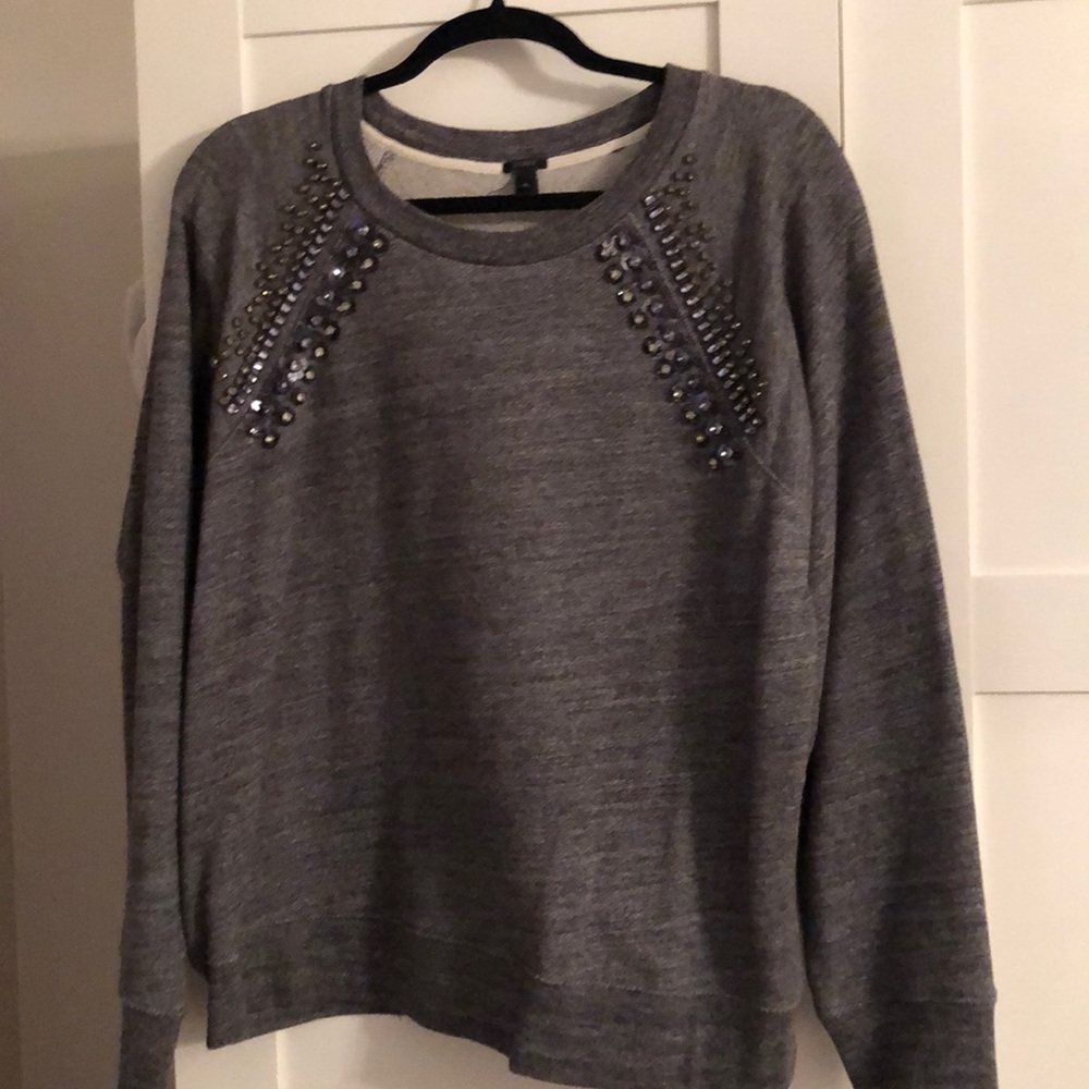 J.crew embellished blouse grey XL like new